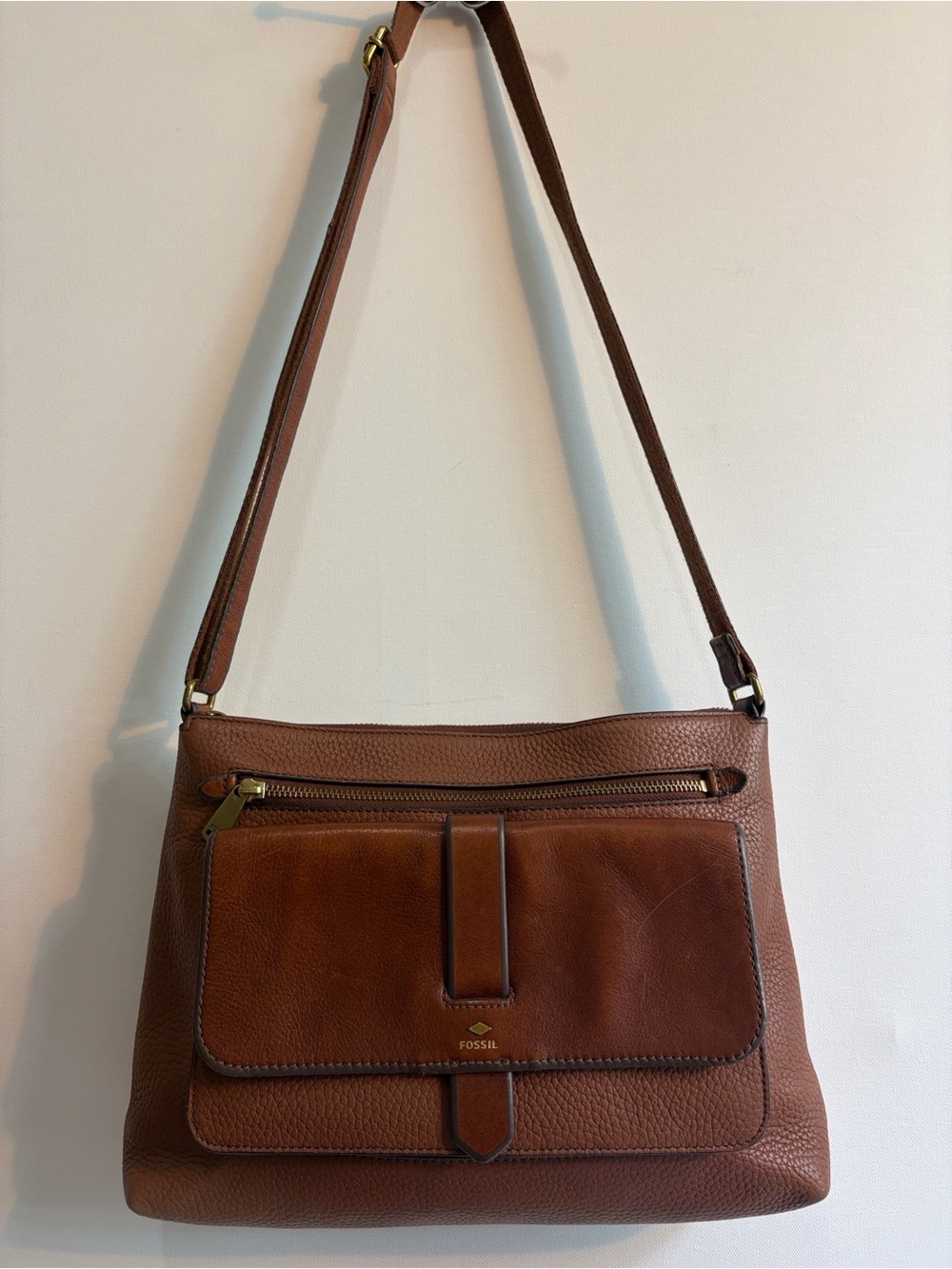 FLASH SALE⚡️ Fossil Kinley brown pebbled leather crossbody / shoulder bag.